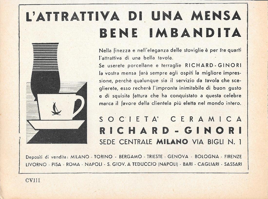 Società Ceramica Richard-Ginori. Advertising 1935