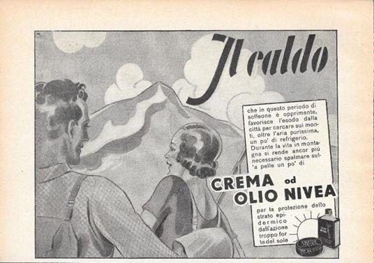 Crema e Olio Nivea. Advertising 1935 - copertina