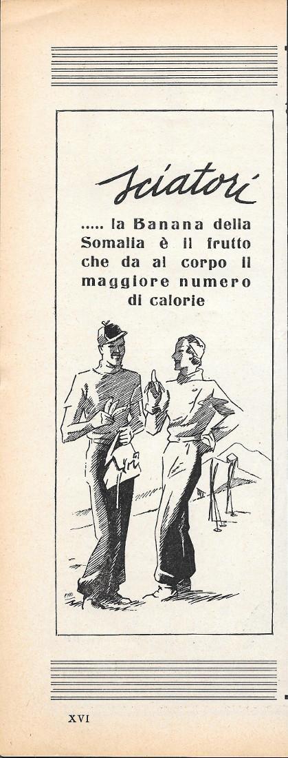 Sciatori ... la Banana della Somalia. Advertising 1936 - copertina