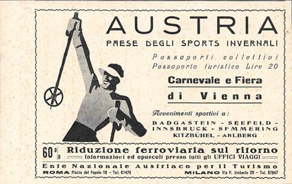 Austria. Paese degli Sports Invernali. Advertising 1936 - copertina