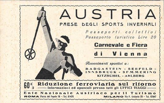 Austria. Paese degli Sports Invernali. Advertising 1936 - copertina