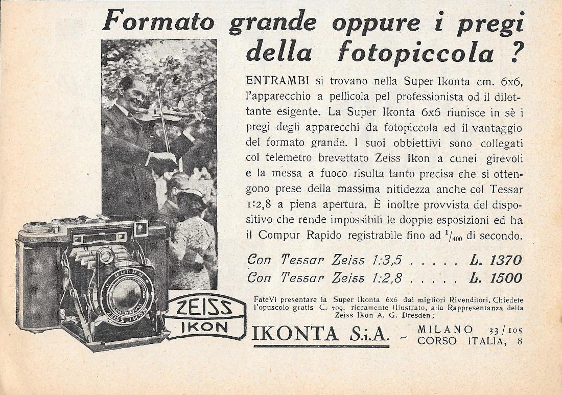 Ikonta S.i.A. Zeiss Ikon. Advertising 1936