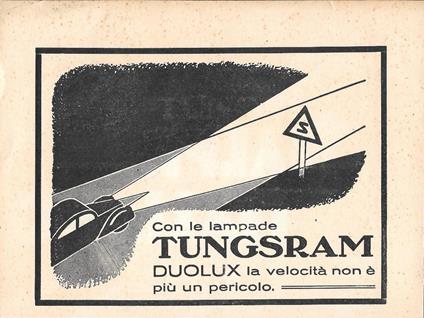 Lampade Tungsram Duolux . La velocità non è più in pericolo. Advertising 1936 - copertina