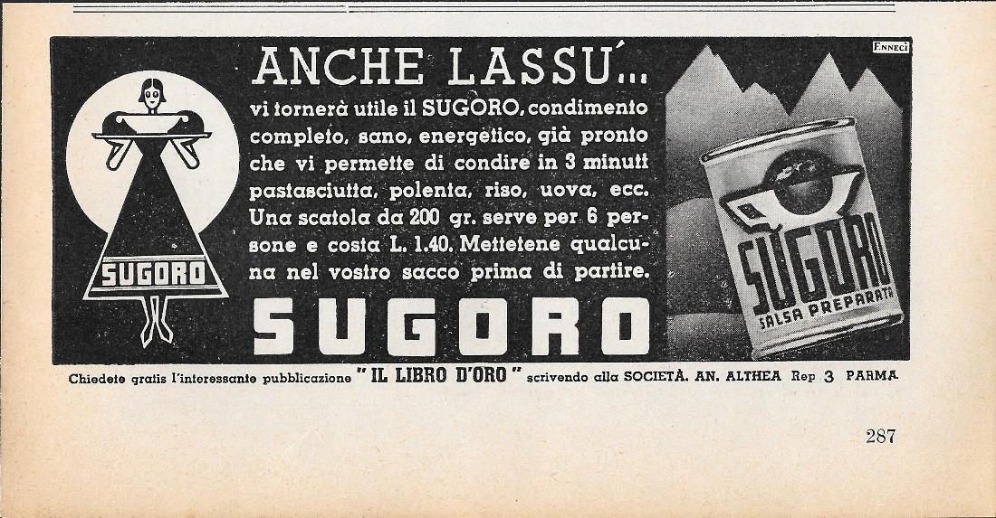 Sugoro . Salsa Preparata. Scatola da 200 gr. per 6 persone. Advertising 1936