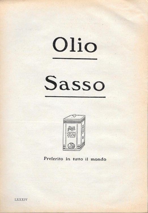 Olio Sasso. Preferito in tutto il mondo. Advertising 1935 - copertina