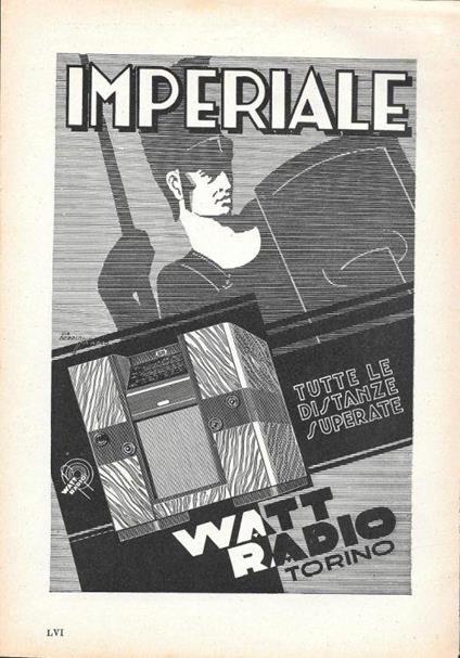 Imperiale Watt Radio/Mongioje e Bric di Conoja. Advertising 1935 - copertina