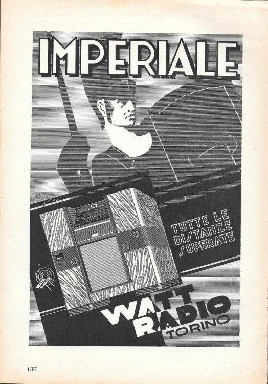 Imperiale Watt Radio/Mongioje e Bric di Conoja. Advertising 1935 - copertina