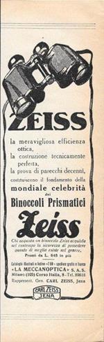 Zeiss. Binoccoli Prismatici. Advertising 1935