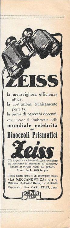 Zeiss. Binoccoli Prismatici. Advertising 1935 - copertina