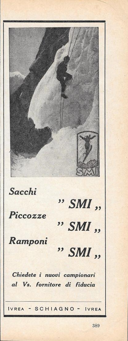 SMI. Sacchi Piccozze Ramponi. Advertising 1935