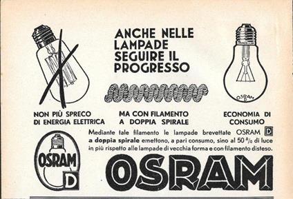 Osram. Anche nelle lampade seguire il progresso. Advertising 1935 - copertina