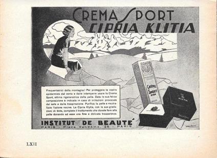 Institut de Bauté. Crema sport, Cipria Klitia. Advertising 1935 - copertina