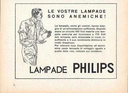 Le vostre lampade sono anemiche! Lampade Philips. Advertising 1935 - copertina