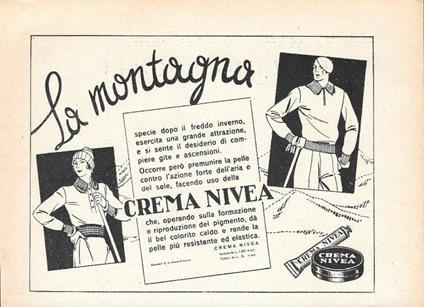 La montagna specie dopo il freddo... Crema Nivea. Advertising 1935 - copertina