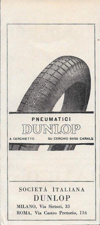 Pneumatici Dunlop. Advertising 1928 - copertina