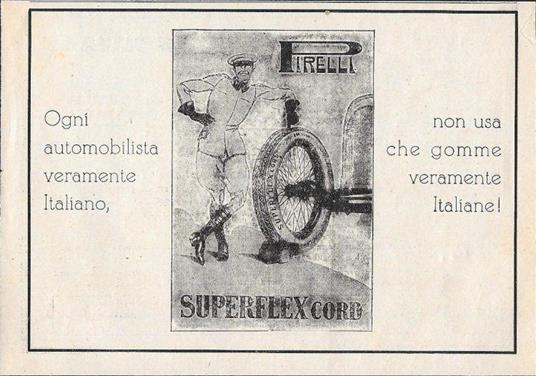 Pirelli. Superflexcord / Olio G.Montina, Albenga. Advertising 1928 - copertina