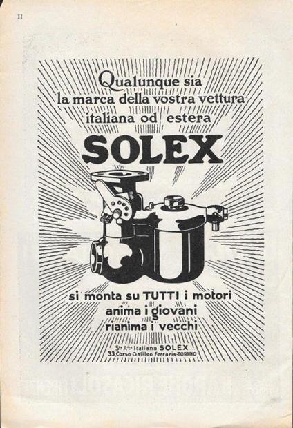 Solex si monta su tutti i motori. Advertising 1928 - copertina