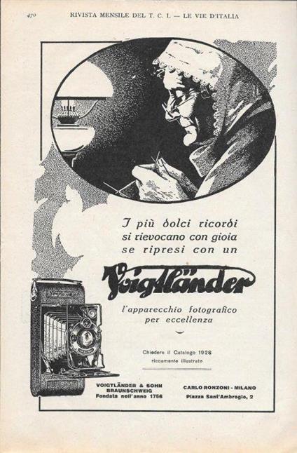 Voigtlander. L'apparecchio fotografico per eccellenza. Advertising 1928 - copertina