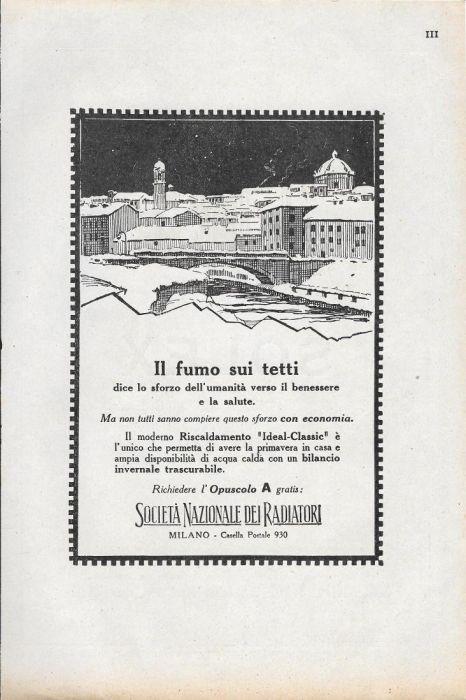 Società Nazionale dei Radiatori / Carburatore Solex. Advertising 1928 - copertina
