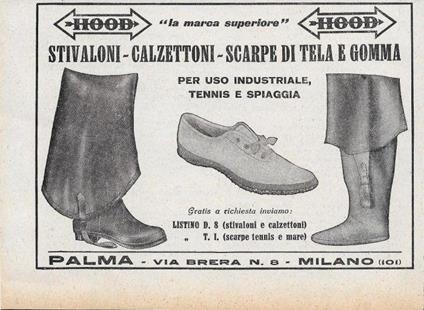Hood, Stivaloni - Scarpe di tela e gomma. Advertising 1928 - copertina