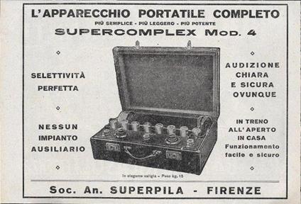 Supercomplex - Apparecchio Portatile _Brolio - Chianti. Advertising 1928 - copertina