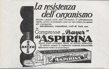 Aspirina - Bayer. Advertising 1928 - copertina