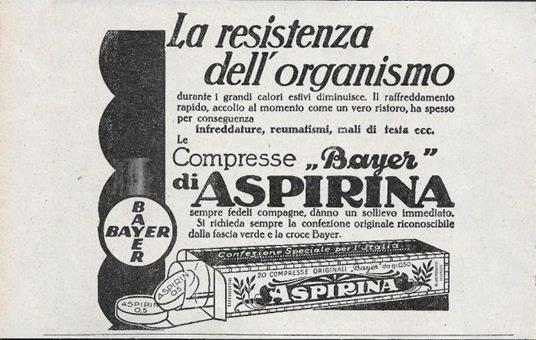 Aspirina - Bayer. Advertising 1928 - copertina