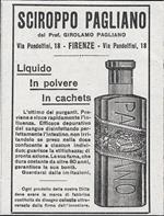 Sciroppo Pagliano. Advertising 1928