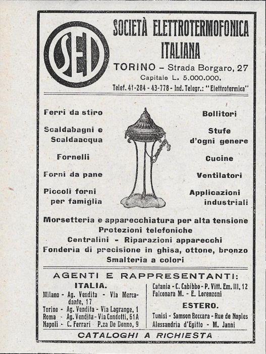Società Elettrotermofonica Italiana. Advertising 1928 - copertina