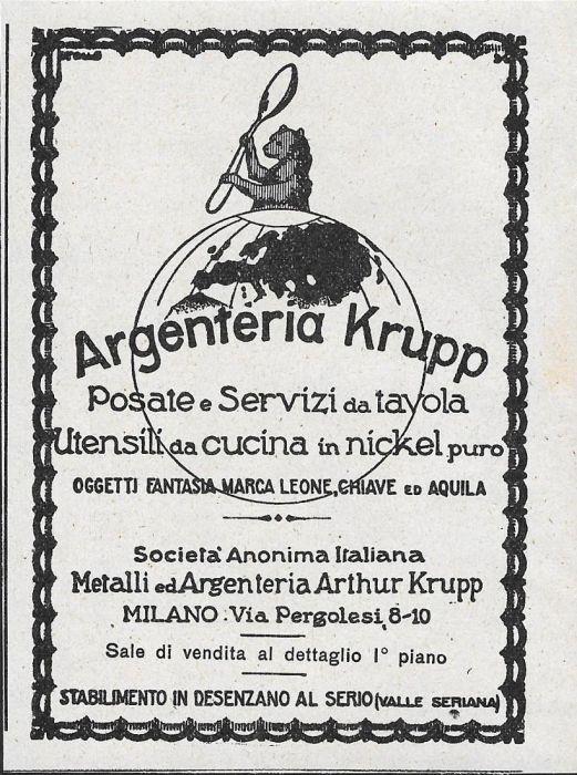 Argenteria Krupp. Advertising 1928 - copertina