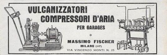Vulcanizzatori - Compressori d'Aria per Garages. Advertising 1928 - copertina