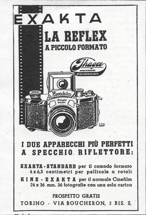 Execta. La Reflex a piccolo formato. Advertising 1937 - copertina