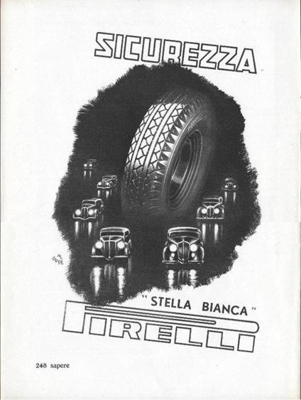 Sicurezza. Pirelli Stella Bianca. Advertising 1937 - copertina