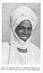 Tipo di indigeno Fulbe o Fulani d'origine berbera (Nigeria). Stampa 1934