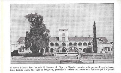 Nuovo Palazzo sede del Governo di Cipro a Nicosia/Rovine della chiesa di S. Nicosia. Stampa 1934 - copertina