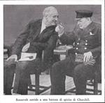 Roosevelt sorride a una battuta di Churchill. Stampa 1934