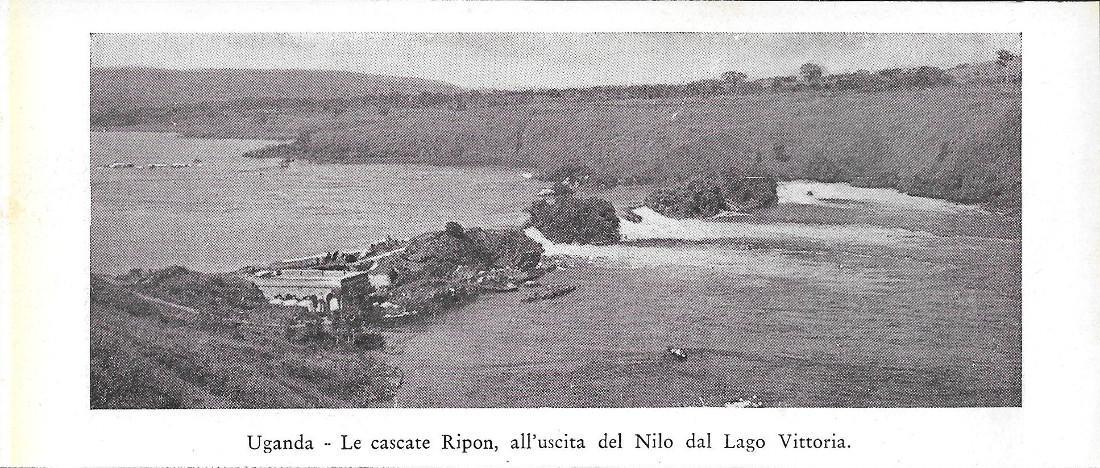 Uganda: Le cascate Ripon / I coccodrilli del Lago Alberto. Stampa 1934