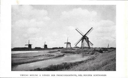 Vecchi mulini a vento per prosciugamento nel polder Schermeer. Stampa 1934 - copertina