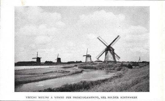 Vecchi mulini a vento per prosciugamento nel polder Schermeer. Stampa 1934 - copertina