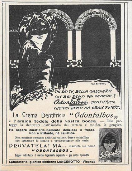 Odontalbos. La Crema Dentifricia. Advertising 1923 - copertina