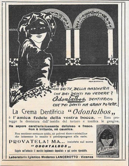 Odontalbos. La Crema Dentifricia. Advertising 1923 - copertina