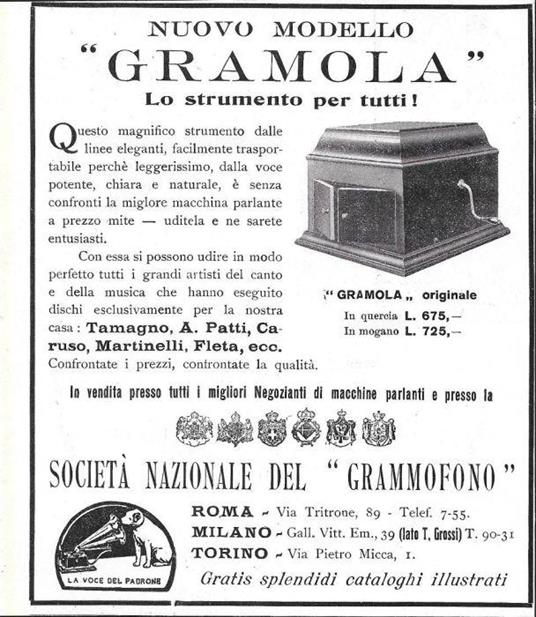 Gramola. Lo strumento per tutti. Advertising 1923 - copertina