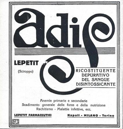 Adis. Petit Farmaceutici. Advertising 1923 - copertina
