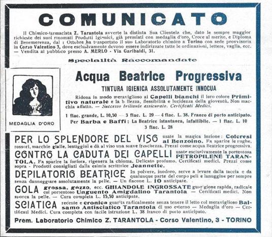 Acqua Beatrice Progressiva. Advertising 1923 - copertina