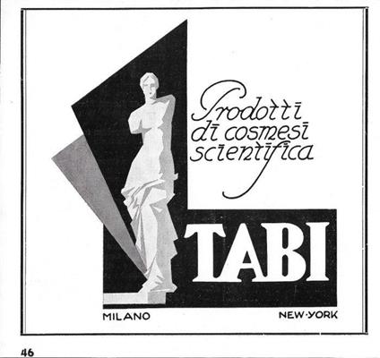 Tabi. Prodotti di cosmesi scientifica. Advertising 1939 - copertina