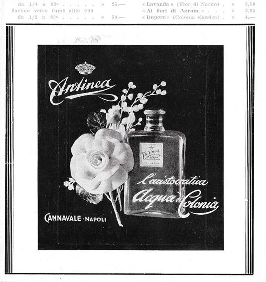 Smalto Perle, Dentifricio Sovrano/Antinea, l'aristocratica Acqua di Colonia. Advertising 1939 - 2