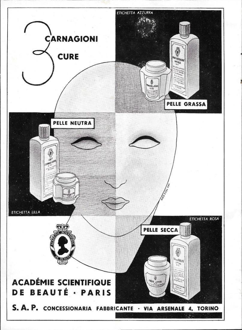 Académie Scientifique de Beauté. Paris. Advertising 1939