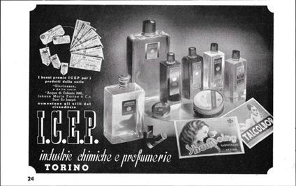 I.C.E.P. Industrie Chimiche E Profumerie Torino. Advertising 1939 - copertina