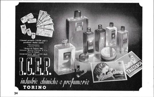 I.C.E.P. Industrie Chimiche E Profumerie Torino. Advertising 1939 - copertina