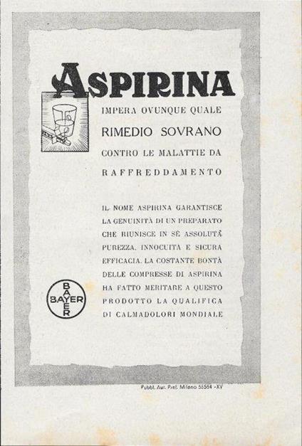 Aspirina. Bayern. Rimedio sovrano. Advertising 1939 - copertina